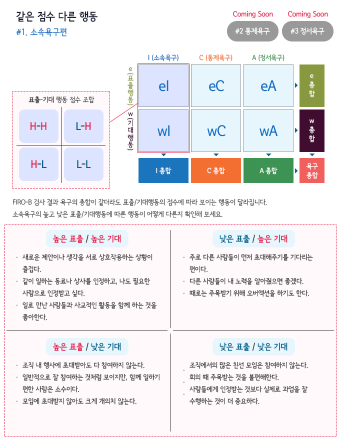 어세스타, FIRO-B, FIRO-B 심화과정, FIRO-B 대인관계 전문가, 표출행동, 기대행동, 대인관계, 소속욕구, 통제욕구, 정서욕구, 같은 점수 다른 행동